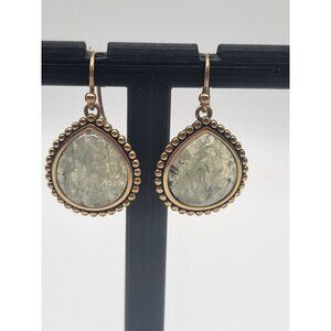 Aluma AIL Dangle Pear Tear Drop Gold Tone Earrings Gemstone